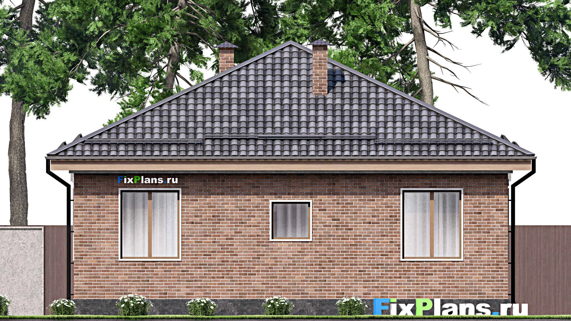 F-13841 - Проект одноэтажного дома 12 на 16, площадью 140 м² с террасой и 3 спальнями