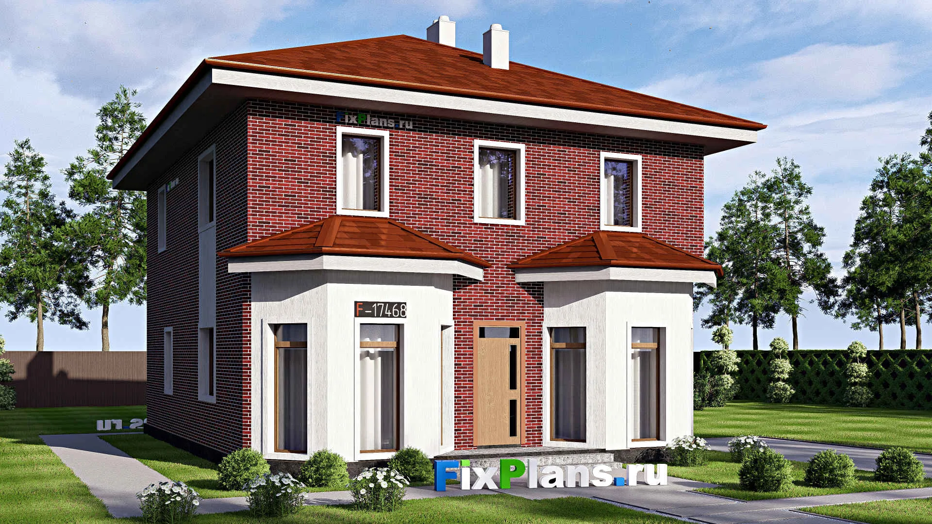 F-17468 - Проект двухэтажного дома 11 на 14, площадью 260 м² с цокольным этажом и 4 спальнями