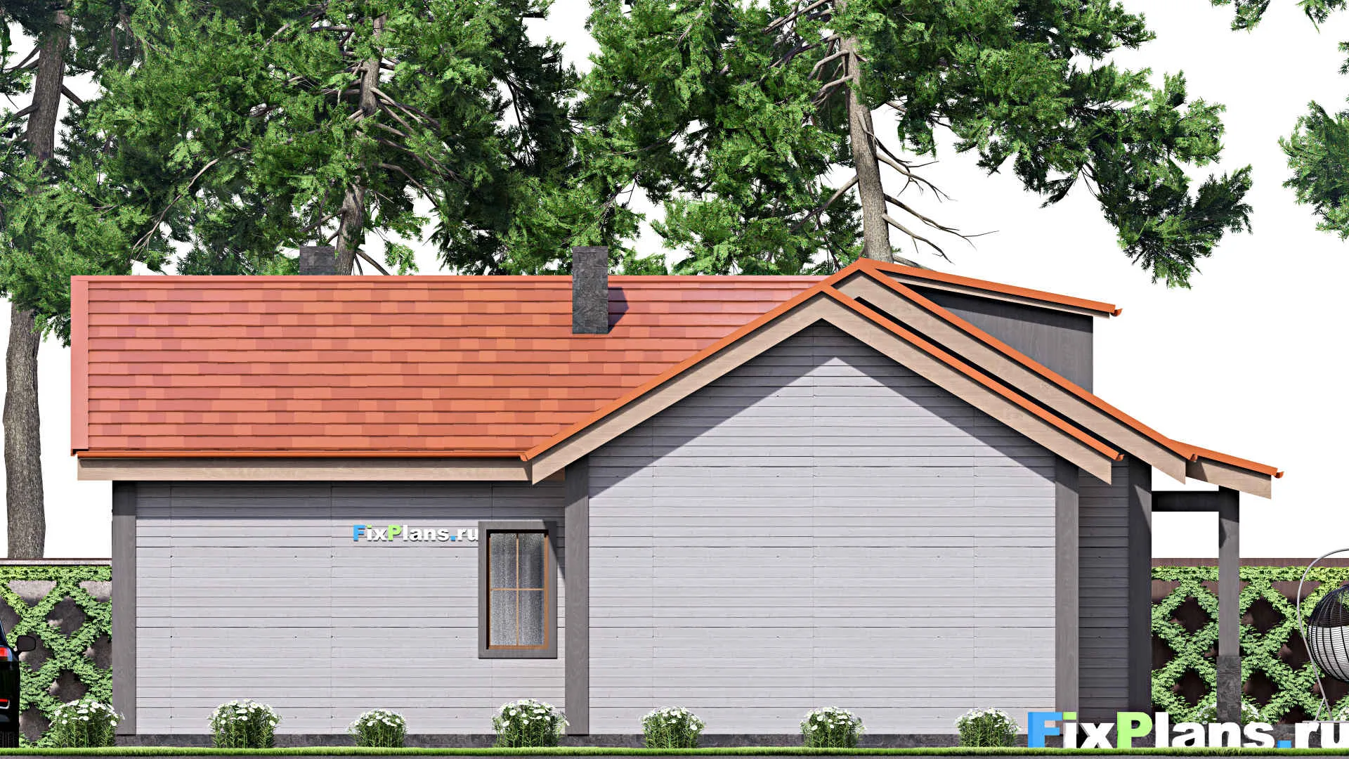 F-16676 - Проект одноэтажного дома 16 на 17, площадью 180 м² с террасой и 2 спальнями