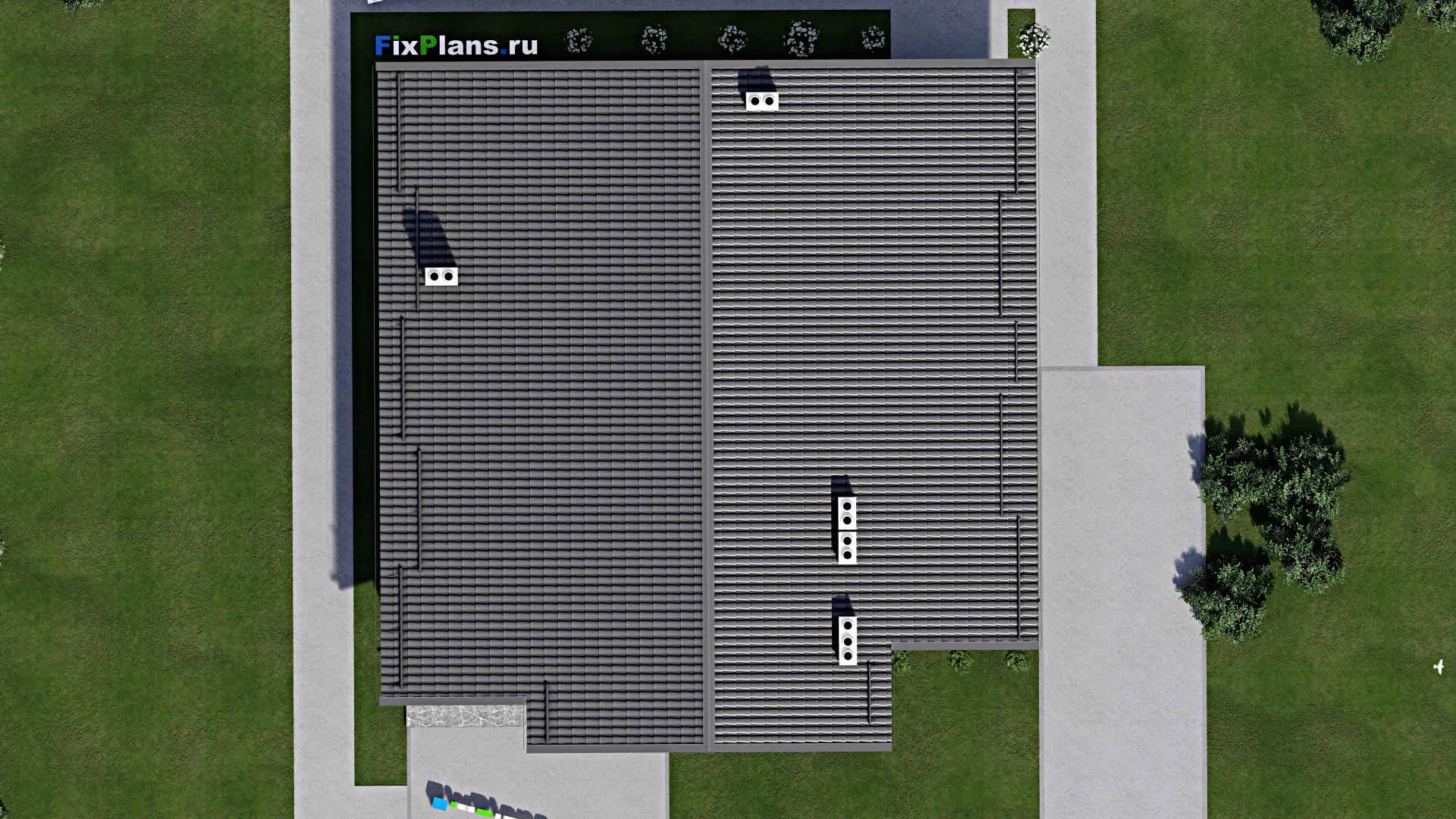 F-4940 - Проект одноэтажного дома 15 на 16, площадью 190 м² с террасой, баней и 3 спальнями
