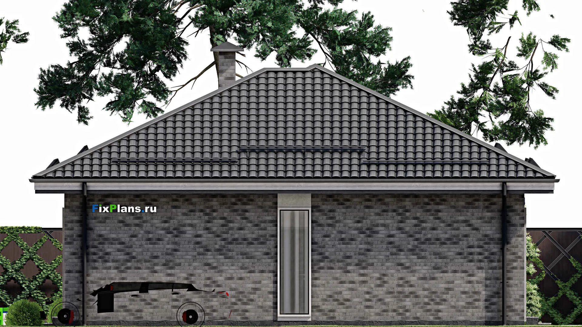 F-2645 - Проект одноэтажного дома 11 на 15, площадью 130 м² с террасой и 3 спальнями