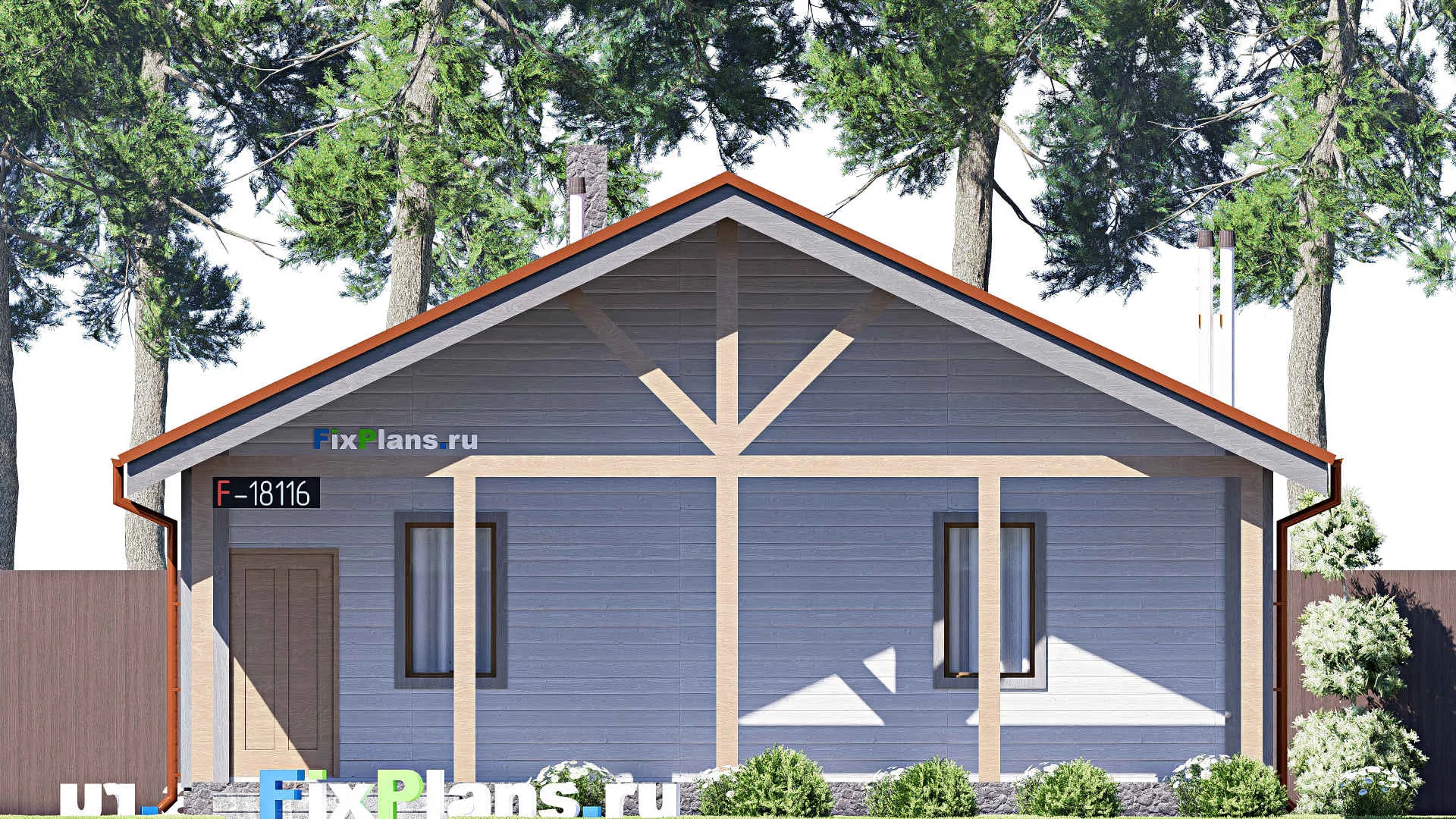 F-18116 - Проект бани 9 на 11, площадью 70 м² с терассой и санузлом