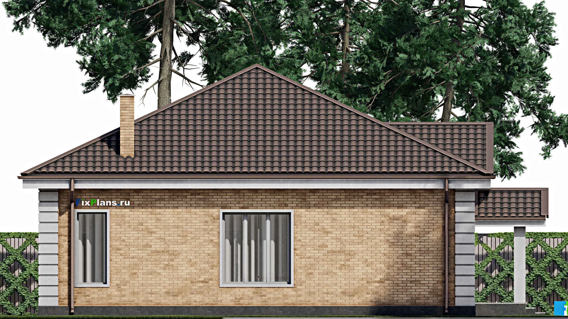 F-1664 - Проект одноэтажного дома 13 на 16, площадью 150 м² с 3 спальнями