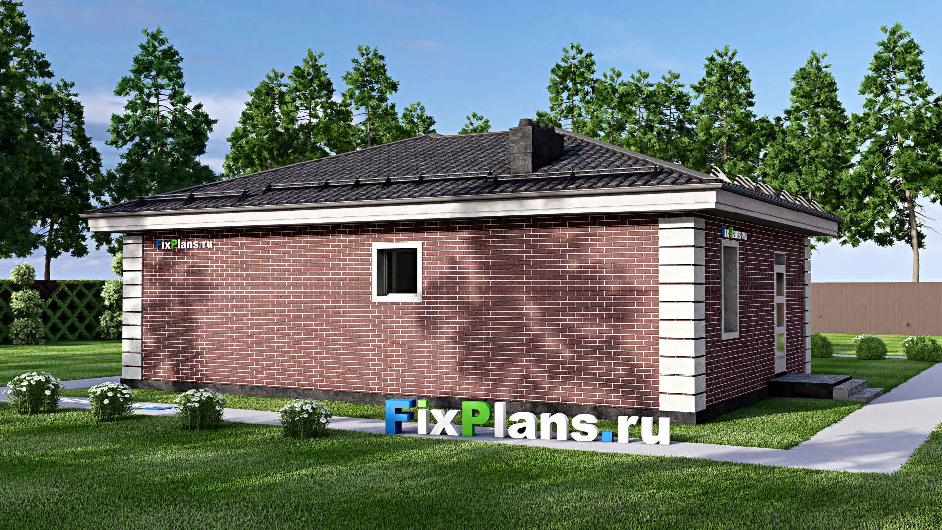 F-15398 - Проект бани 14 на 17, площадью 130 м² с комнатой отдыха, терассой и санузлом