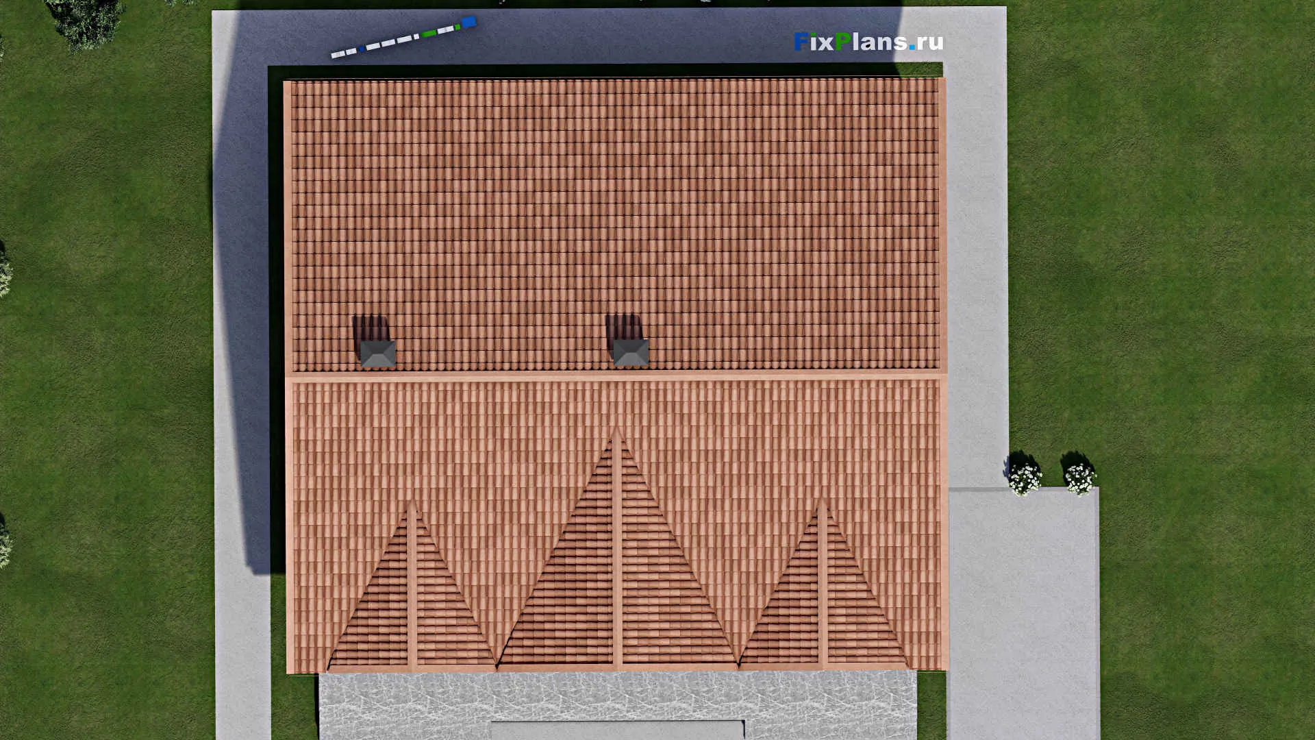 F-10052 - Проект одноэтажного дома 17 на 17, площадью 230 м² с 3 спальнями