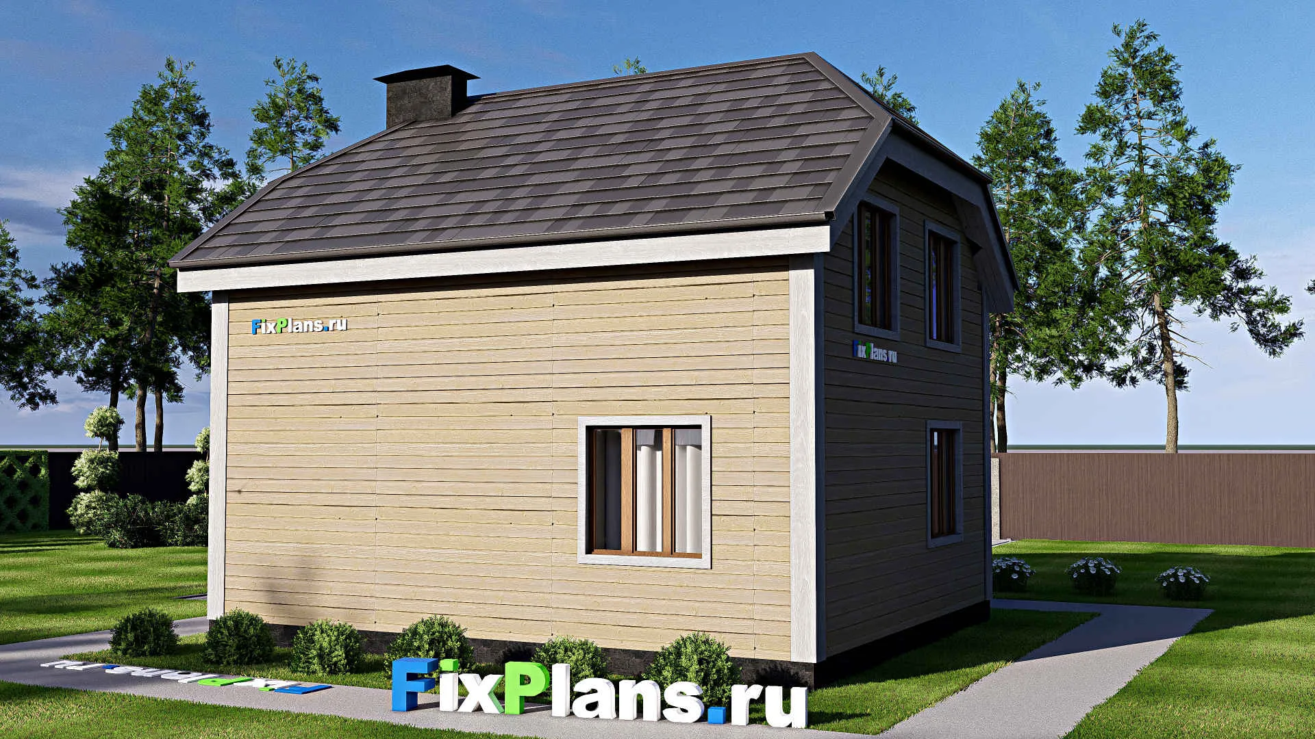 F-17477 - Проект дома с мансардой 9 на 9, площадью 90 м² с 4 спальнями