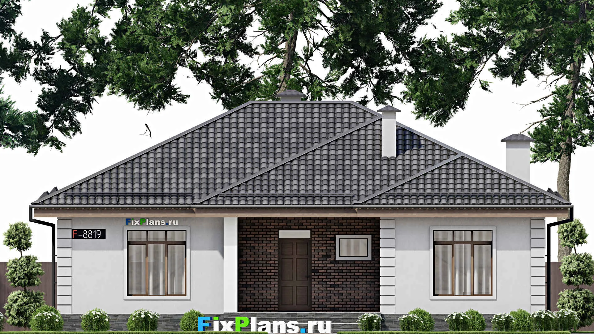 F-8819 - Проект одноэтажного дома 13 на 15, площадью 140 м² с 3 спальнями