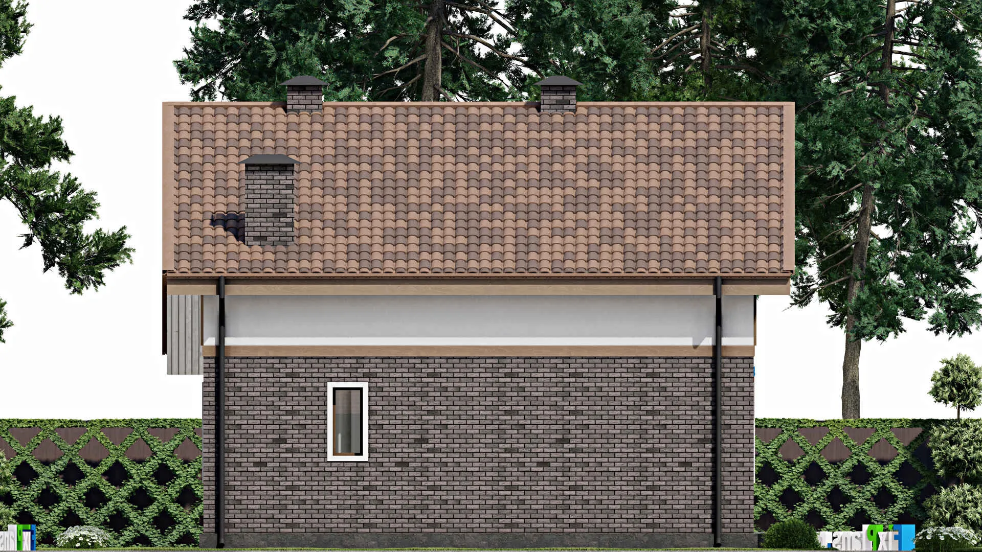 F-10196 - Проект дома с мансардой 11 на 15, площадью 180 м² с террасой и 4 спальнями