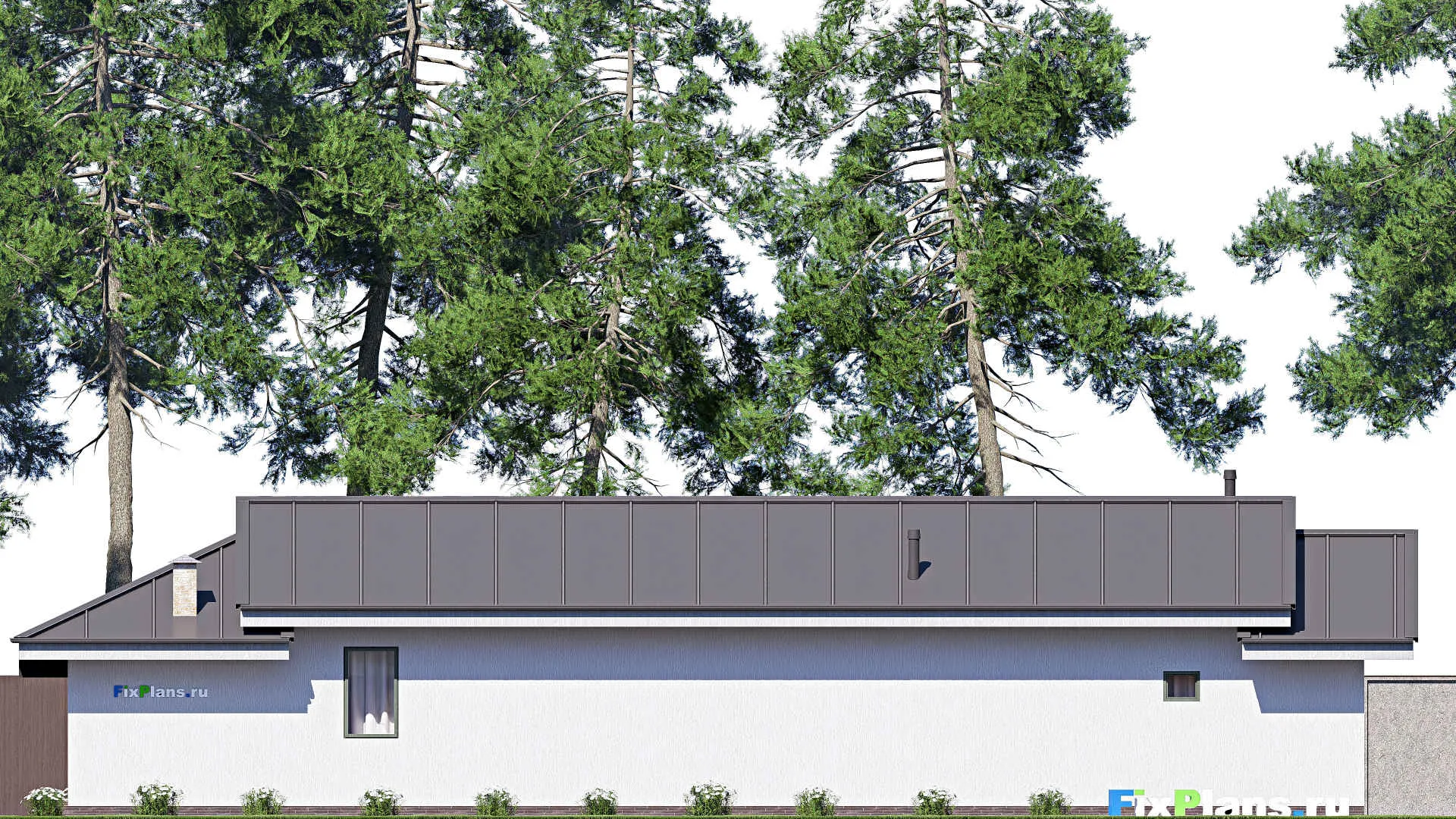 F-19754 - Проект одноэтажного дома 10 на 22, площадью 150 м² с террасой, баней и 1 спальнями