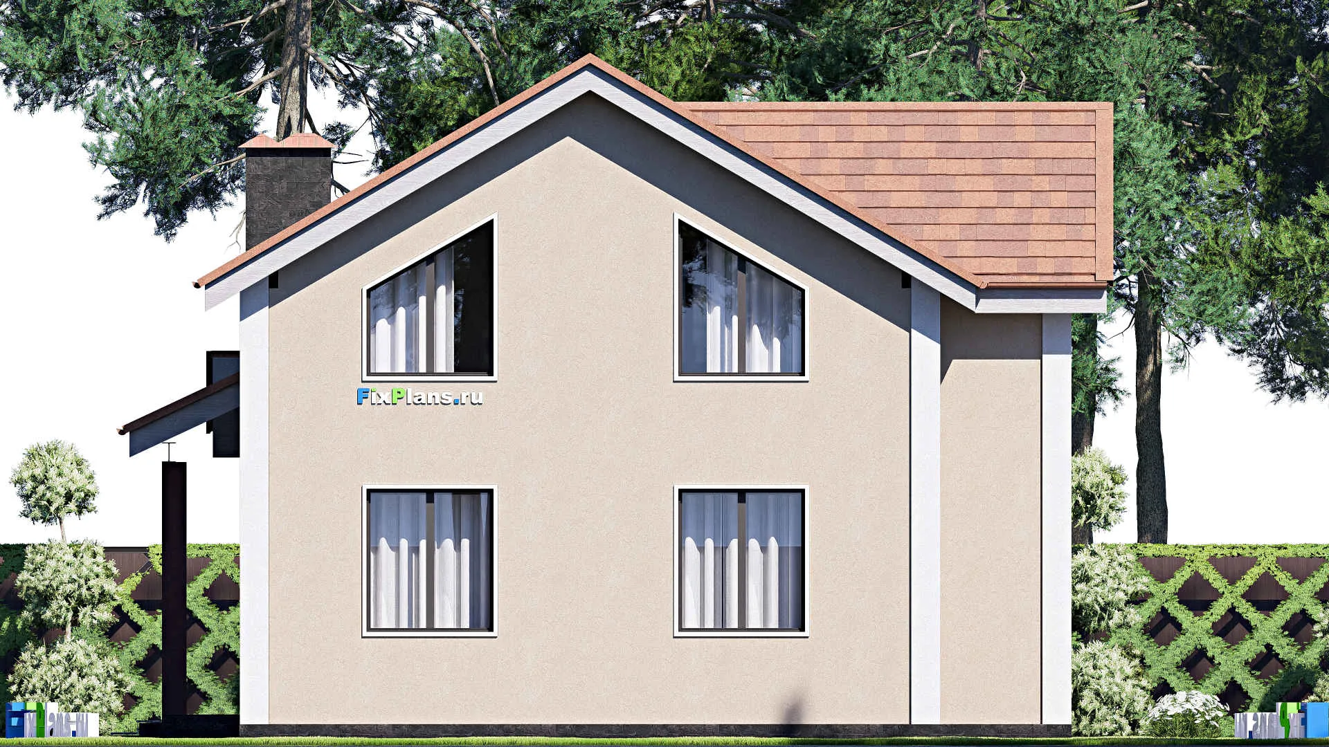 F-20231 - Проект дома с мансардой 12 на 14, площадью 160 м² с 5 спальнями