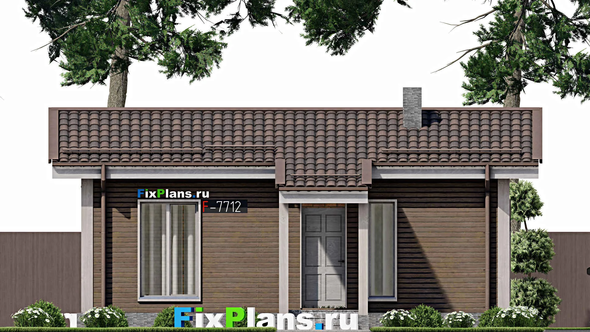 F-7712 - Проект одноэтажного дома 5 на 10, площадью 40 м² с 2 спальнями