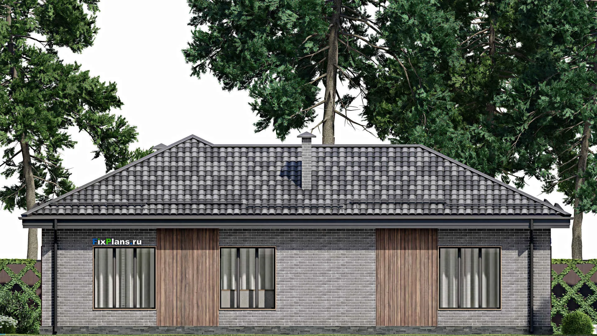 F-7604 - Проект одноэтажного дома 16 на 21, площадью 190 м² с баней, бассейном и 2 спальнями