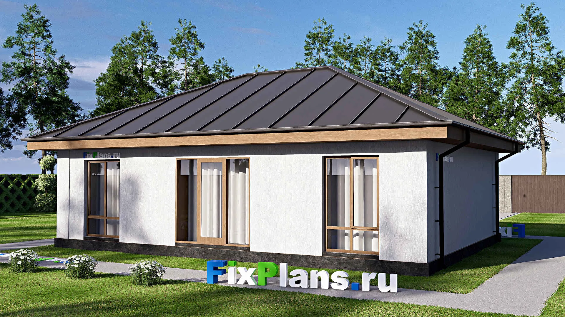 F-18107 - Проект одноэтажного дома 10 на 12, площадью 90 м² с 2 спальнями