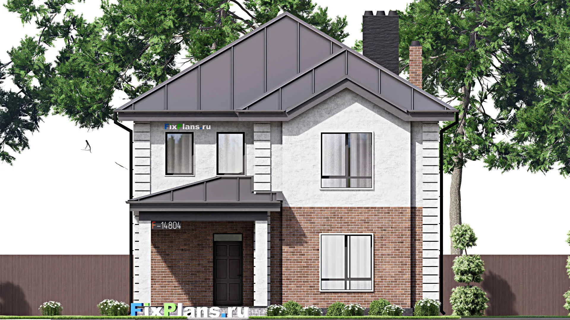 F-14804 - Проект двухэтажного дома 11 на 18, площадью 220 м² с террасой и 4 спальнями