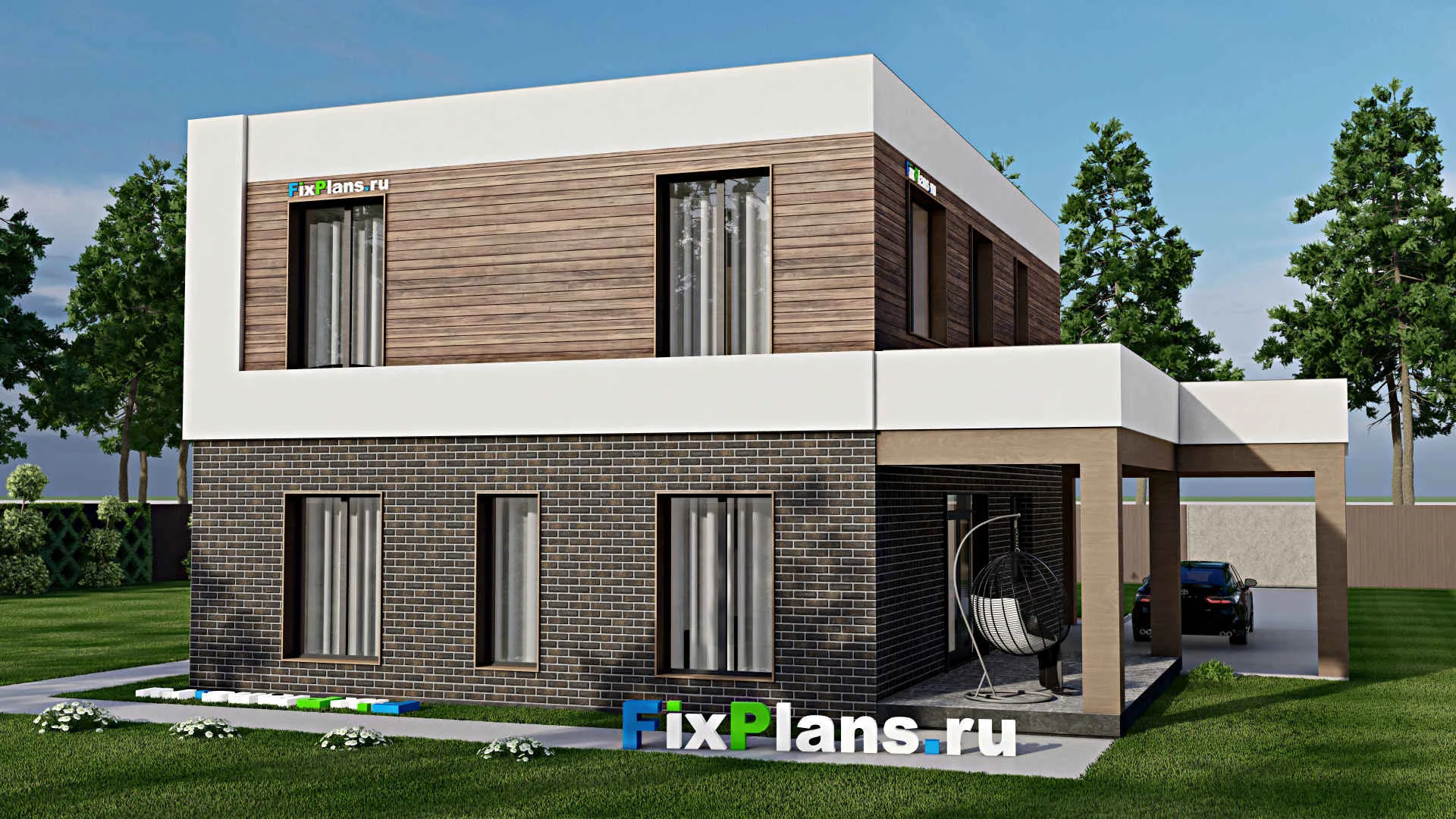 F-3545 - Проект двухэтажного дома 10 на 14, площадью 210 м² с террасой и 3 спальнями