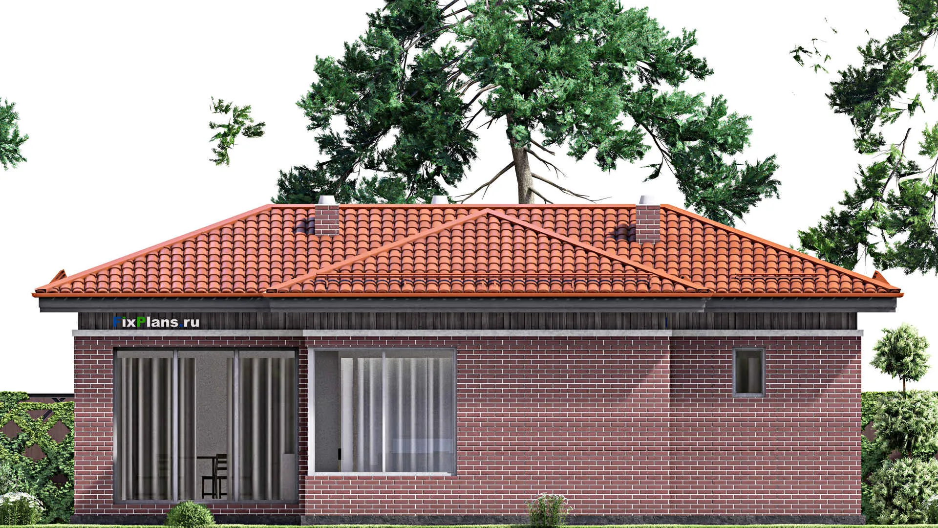 F-14849 - Проект бани 12 на 14, площадью 100 м² с терассой и 2 санузлами