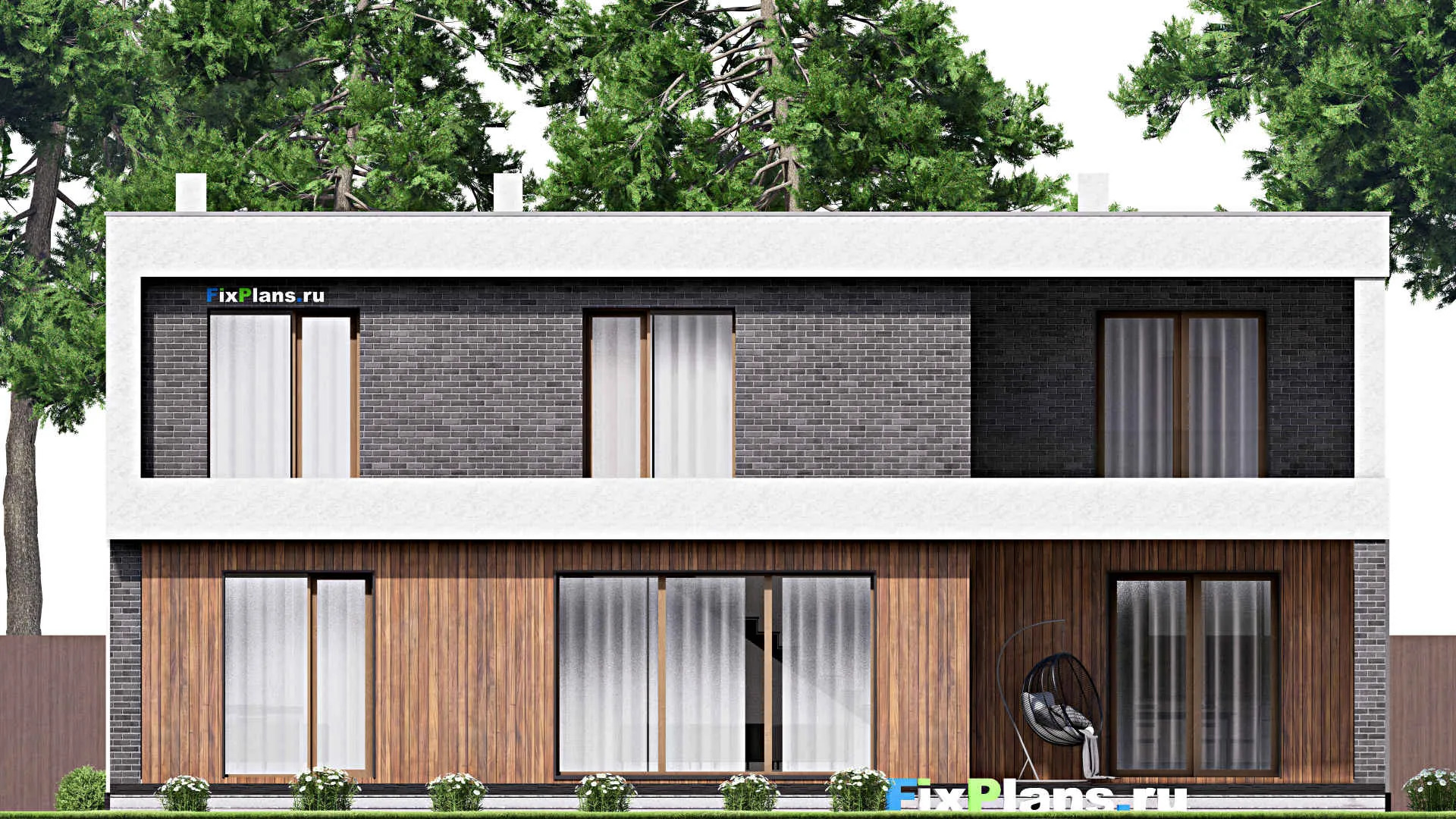 F-16163 - Проект двухэтажного дома 15 на 17, площадью 320 м² с террасой, балконом, гаражом на 2 машины и 4 спальнями