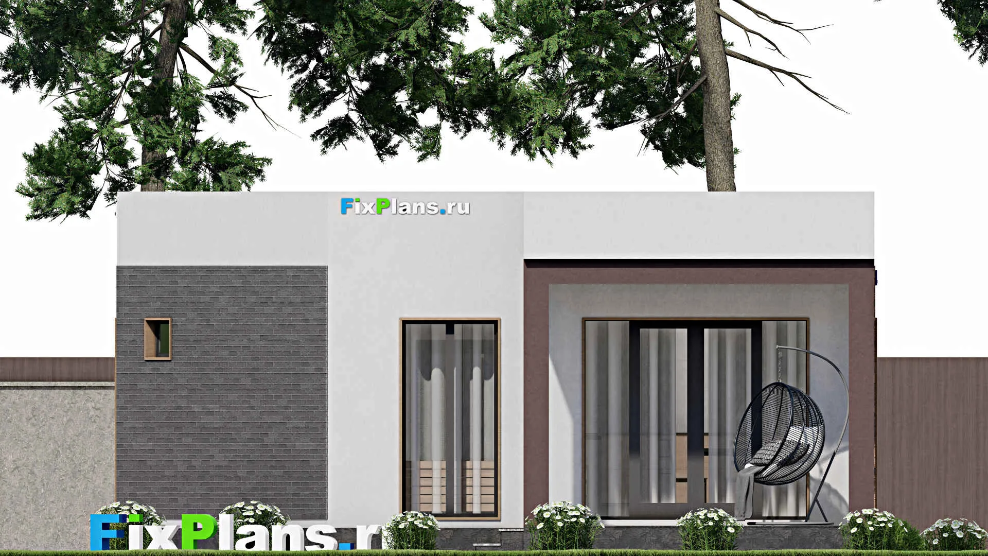 F-11204 - Проект одноэтажного дома 9 на 15, площадью 90 м² с террасой и 2 спальнями