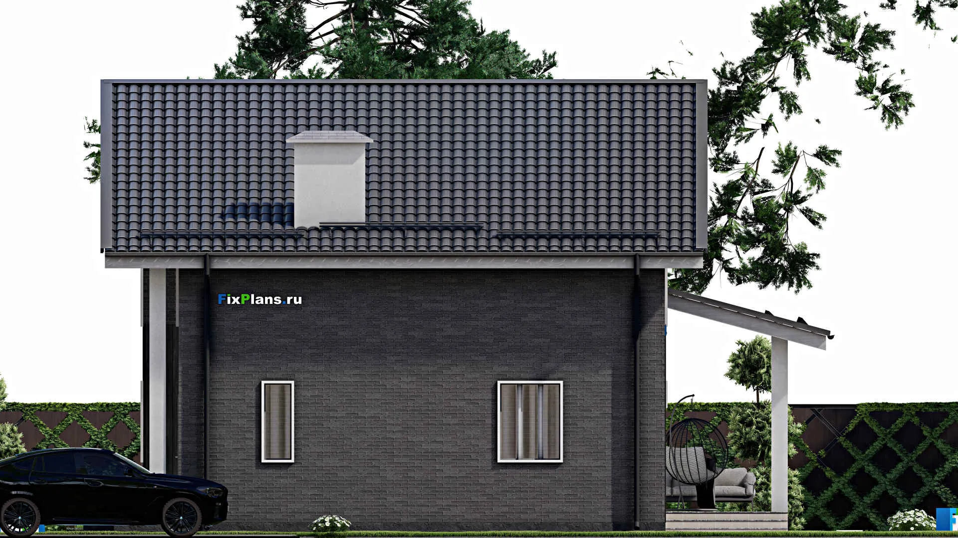 F-3914 - Проект дома с мансардой 10 на 12, площадью 170 м² с террасой и 4 спальнями