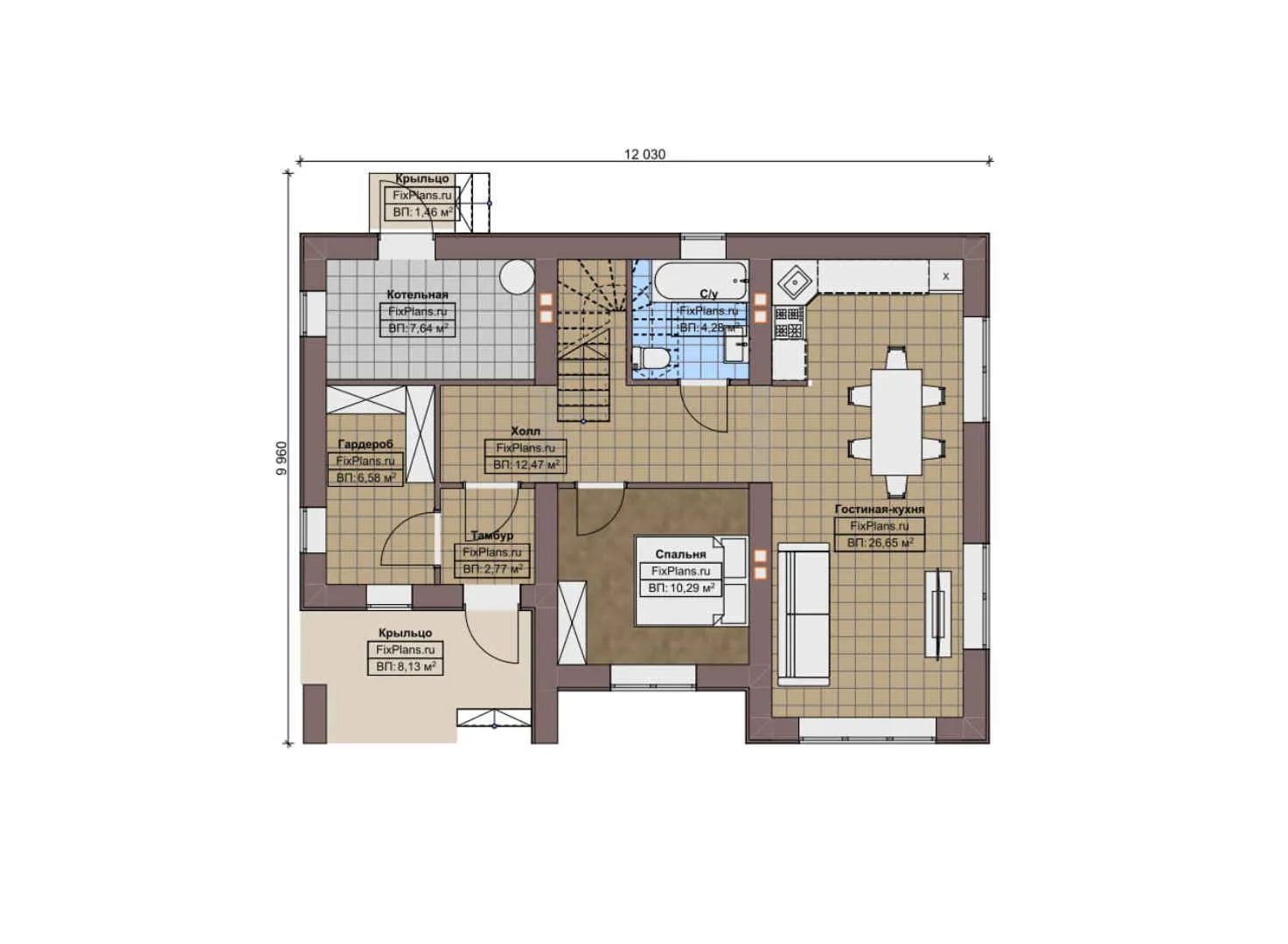 F-11132 - Планы двухэтажного дома 10 на 13, площадью 160 м² с балконом и 4 спальнями