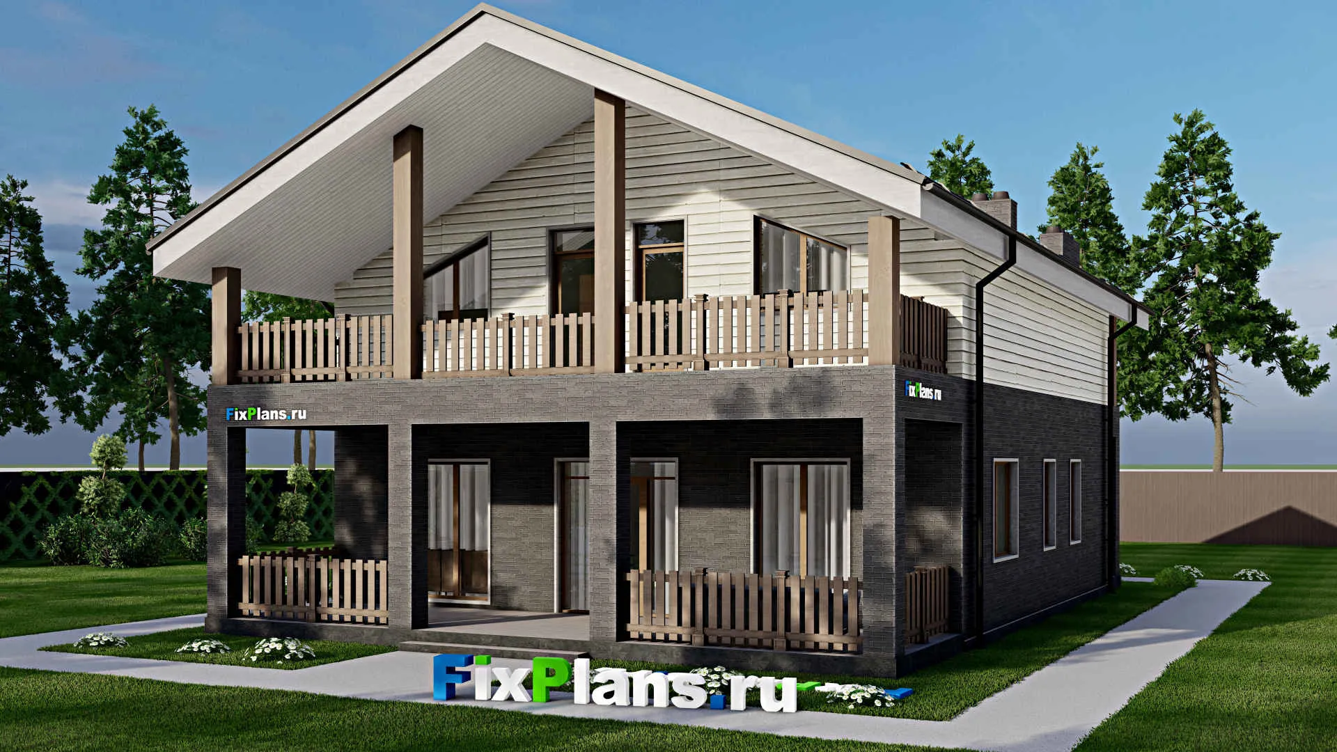 F-4400 - Проект двухэтажного дома 10 на 11, площадью 280 м² с террасой, балконом и 3 спальнями