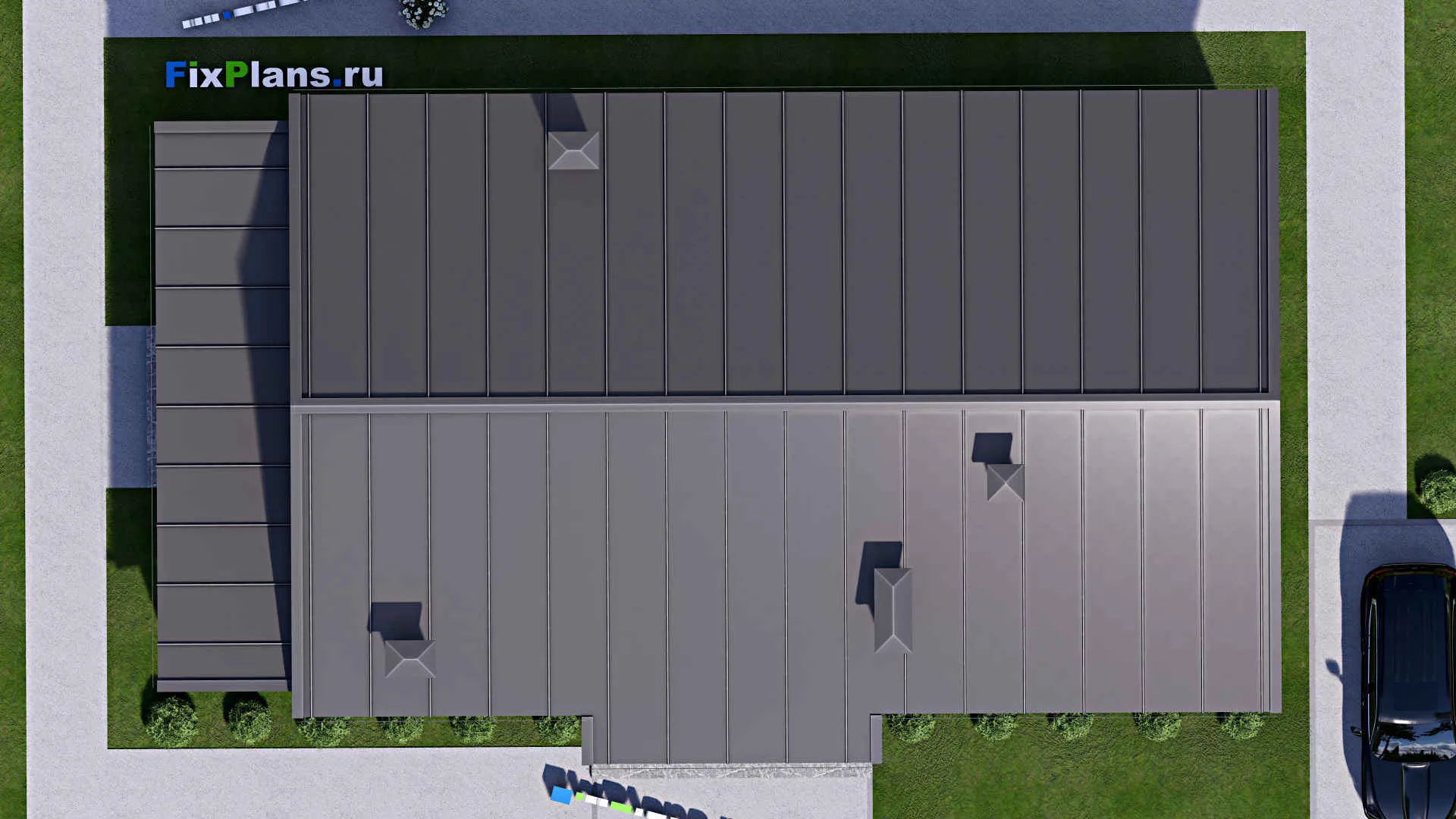 F-17000 - Проект одноэтажного дома 12 на 20, площадью 170 м² с террасой и 3 спальнями