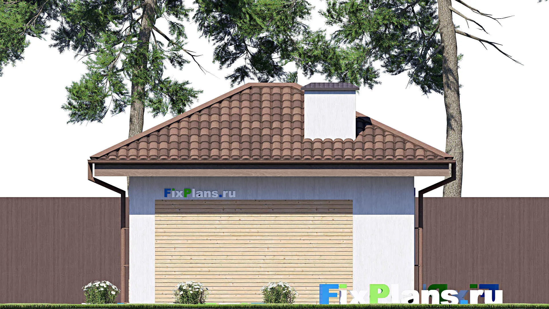 F-17405 - Проект гаража из газобетона 6 на 7, площадью 30 м² 