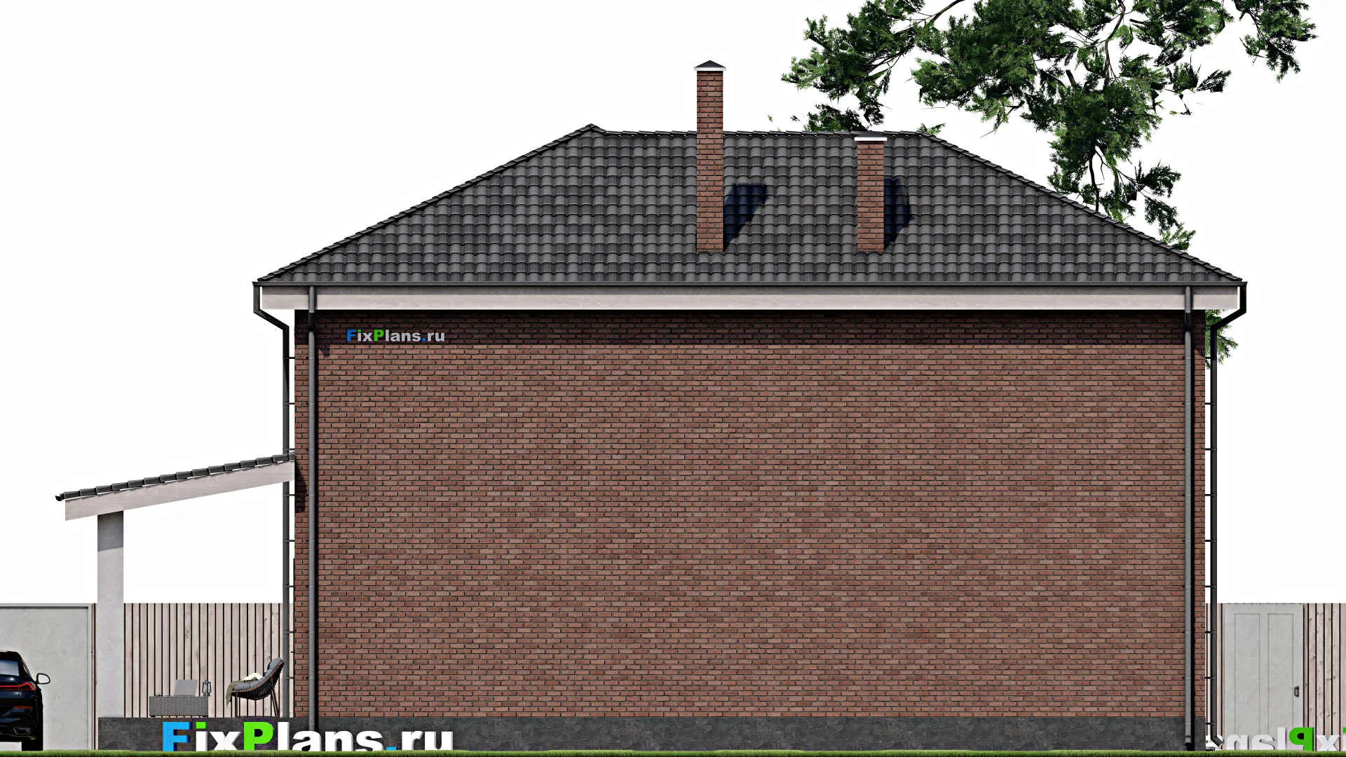 F-1736 - Проект двухэтажного дома 13 на 14, площадью 260 м² с террасой и 5 спальнями