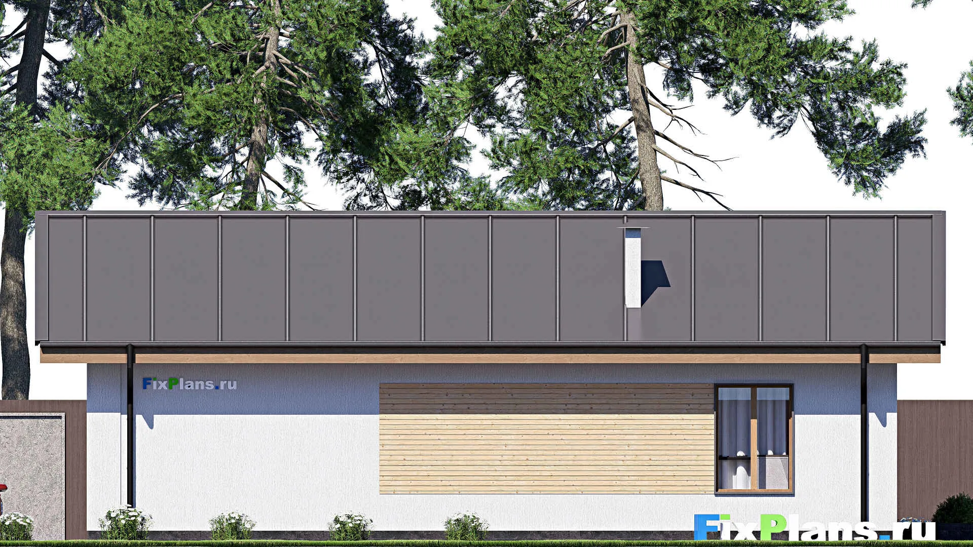 F-17936 - Проект одноэтажного дома 8 на 14, площадью 80 м² с террасой и 2 спальнями