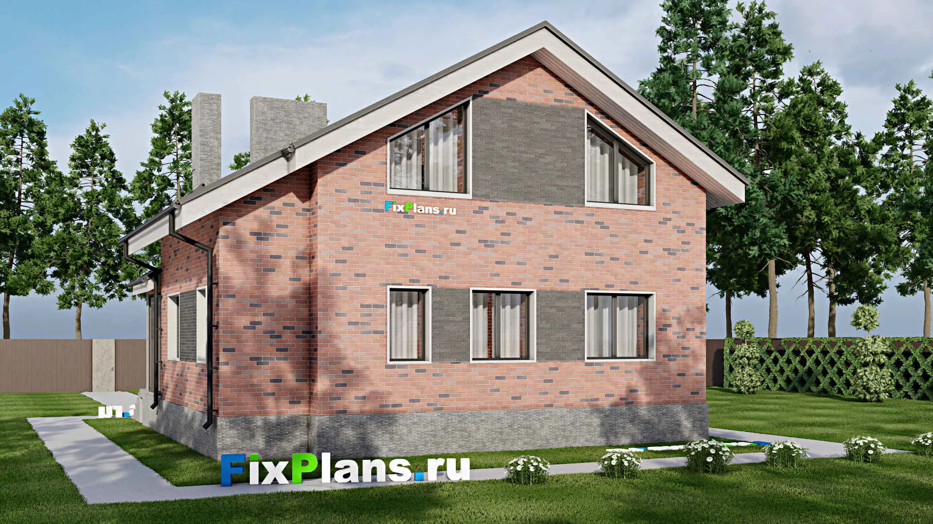 F-2834 - Проект дома с мансардой 11 на 13, площадью 150 м² с 4 спальнями