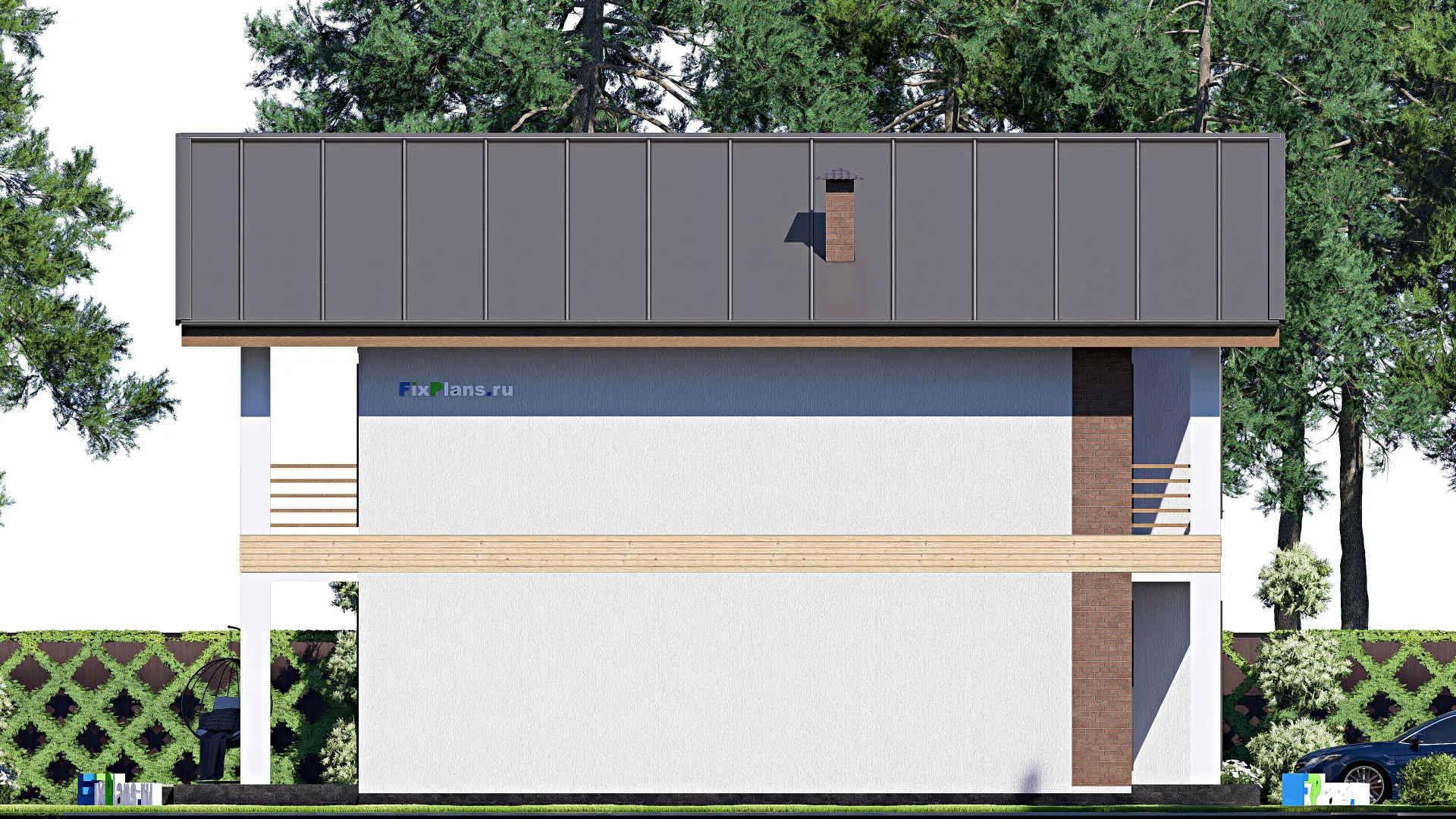 F-19052 - Проект двухэтажного дома 10 на 15, площадью 200 м² с террасой, балконом и 5 спальнями