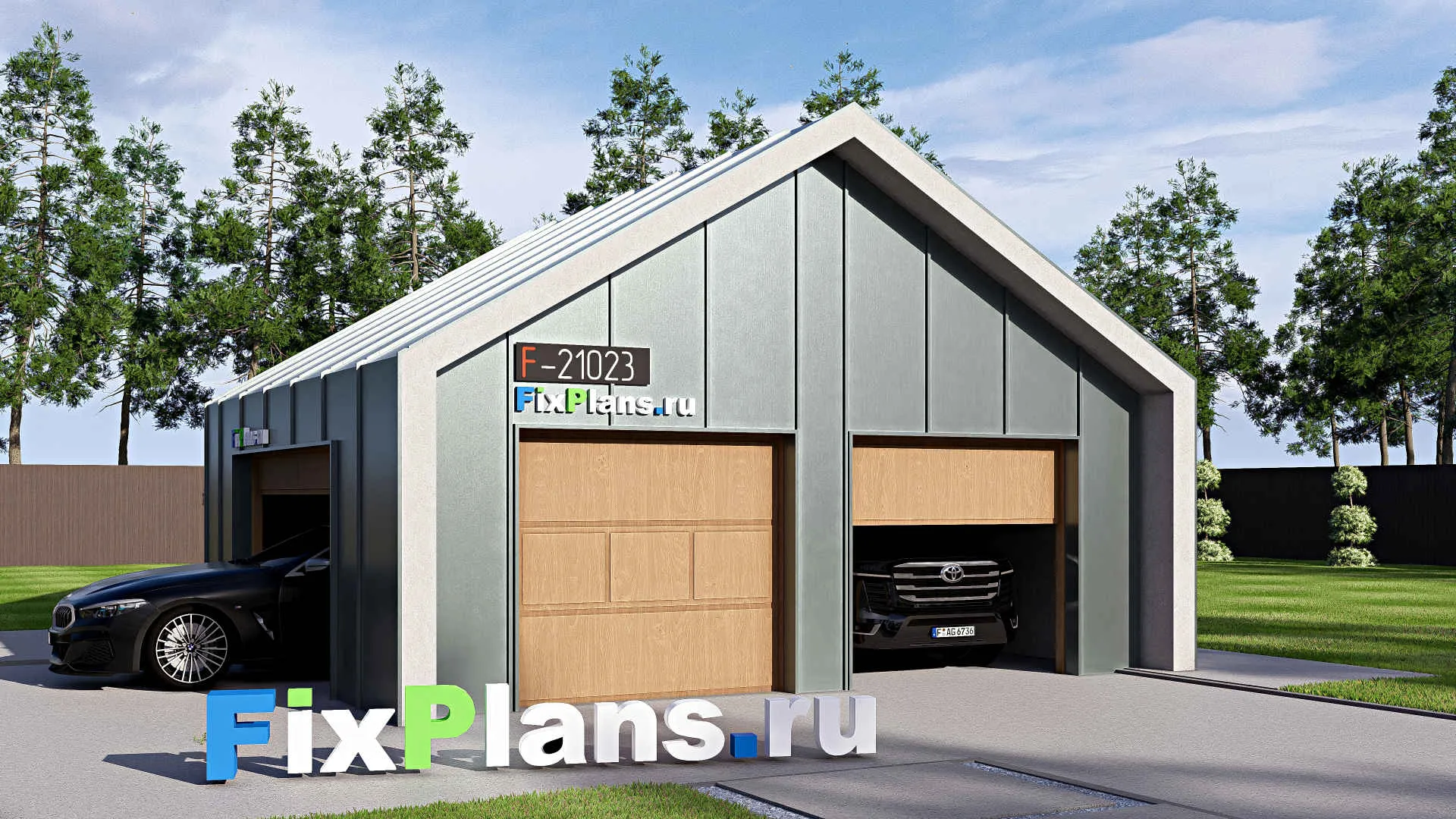 F-21023 - Проект гаража 8 на 8, площадью 50 м² на 2 машиноместа