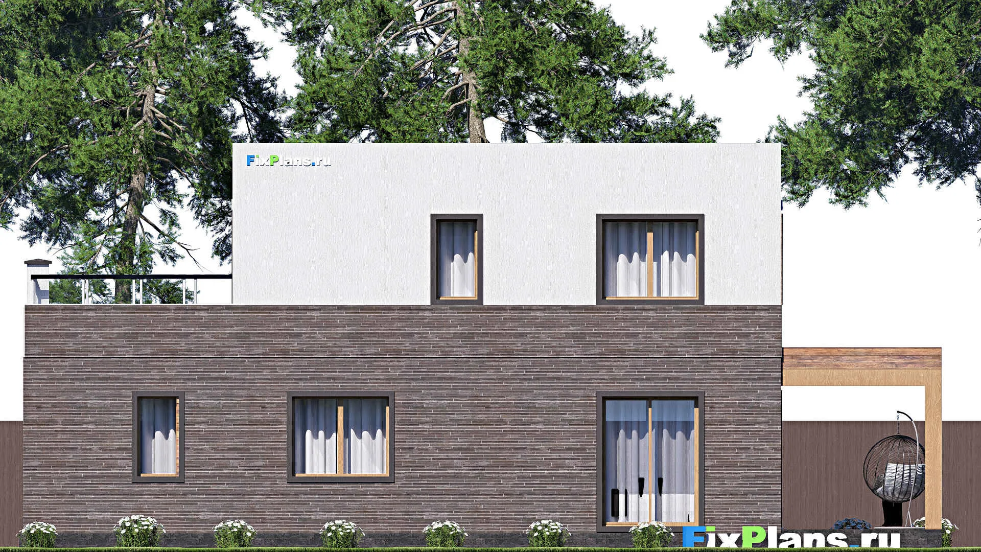F-19511 - Проект двухэтажного дома 10 на 17, площадью 160 м² с террасой, гаражом на 1 машину и 3 спальнями
