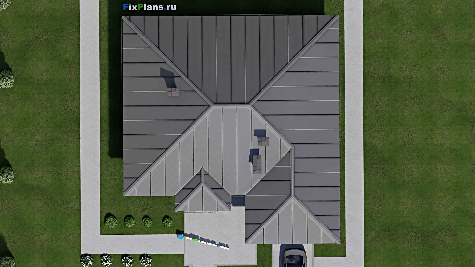 F-10385 - Проект одноэтажного дома 15 на 16, площадью 180 м² с 3 спальнями