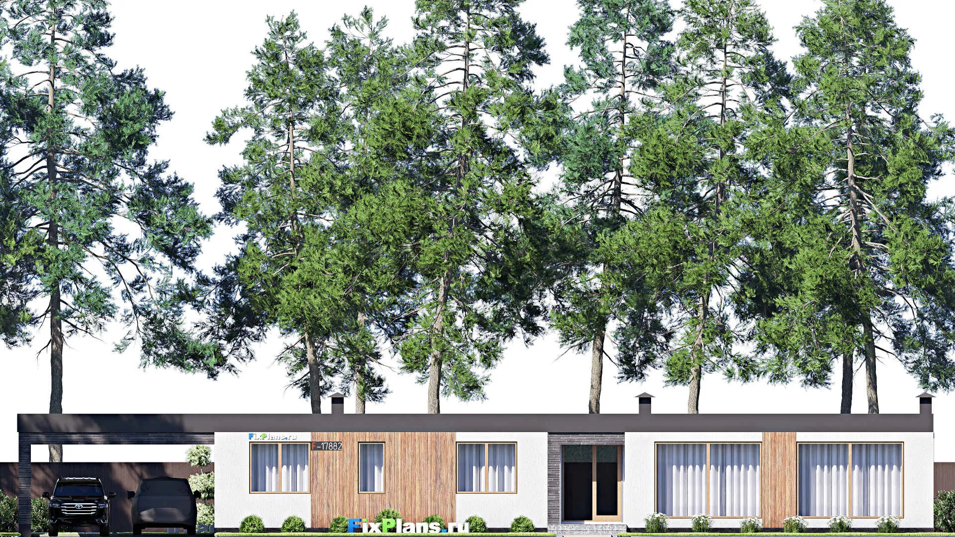 F-17882 - Проект одноэтажного дома 13 на 30, площадью 200 м² с 4 спальнями