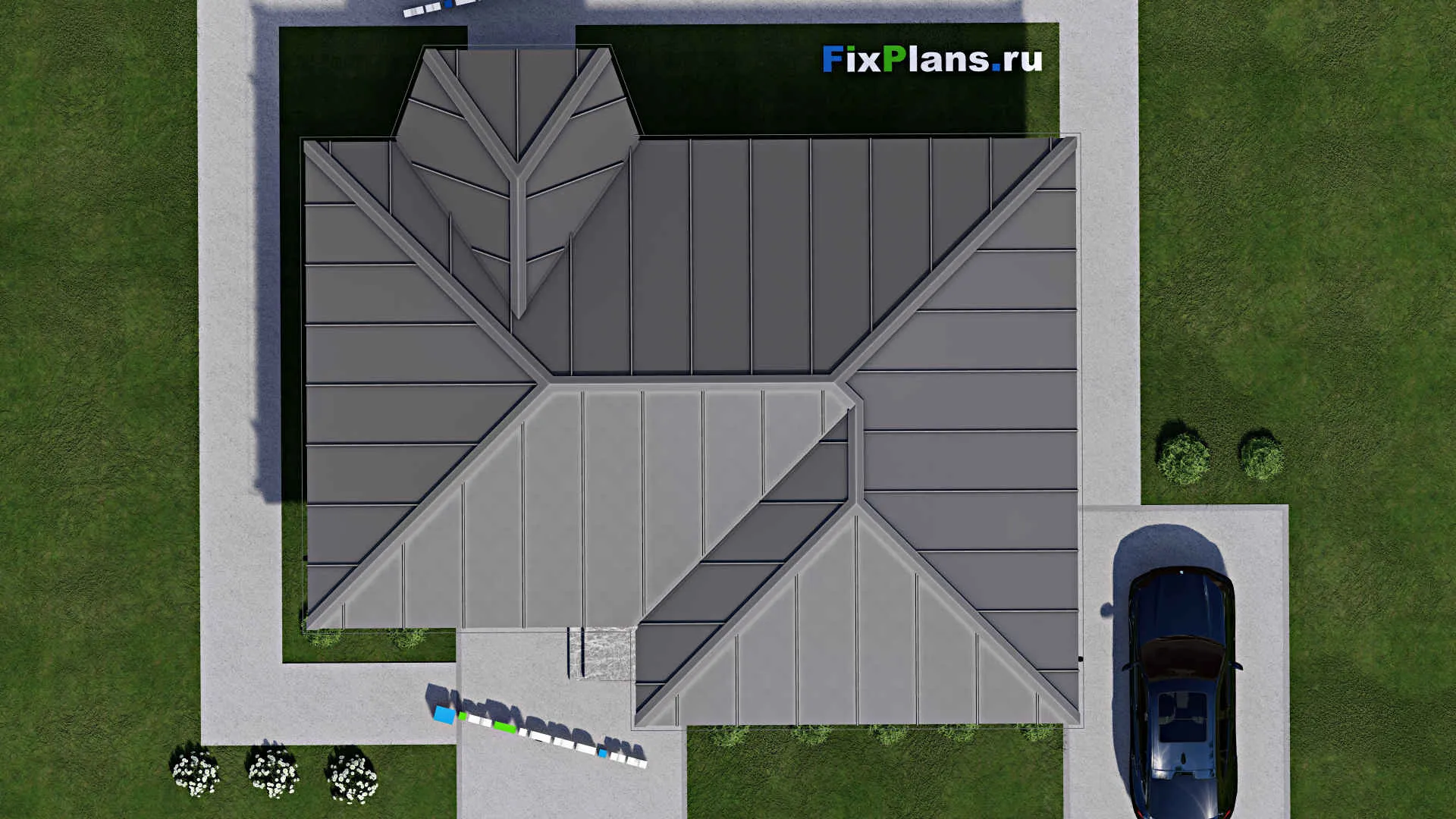 F-11744 - Проект бани 11 на 13, площадью 100 м² с комнатой отдыха и 3 санузлами