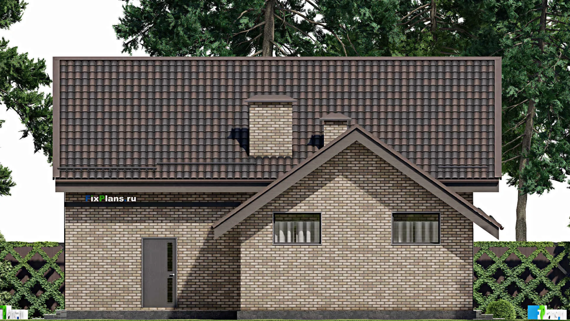 F-6650 - Проект дома с мансардой 13 на 13, площадью 160 м² с террасой, гаражом на 1 машину и 4 спальнями