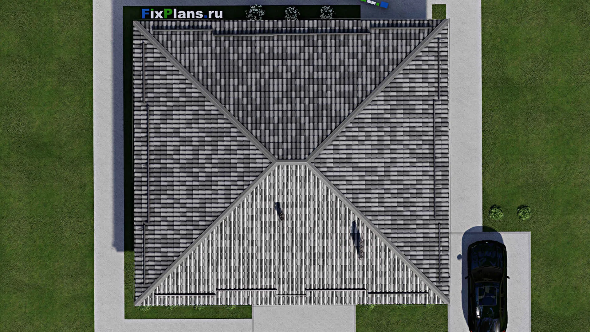 F-9548 - Проект одноэтажного дома 13 на 15, площадью 150 м² с террасой и 2 спальнями