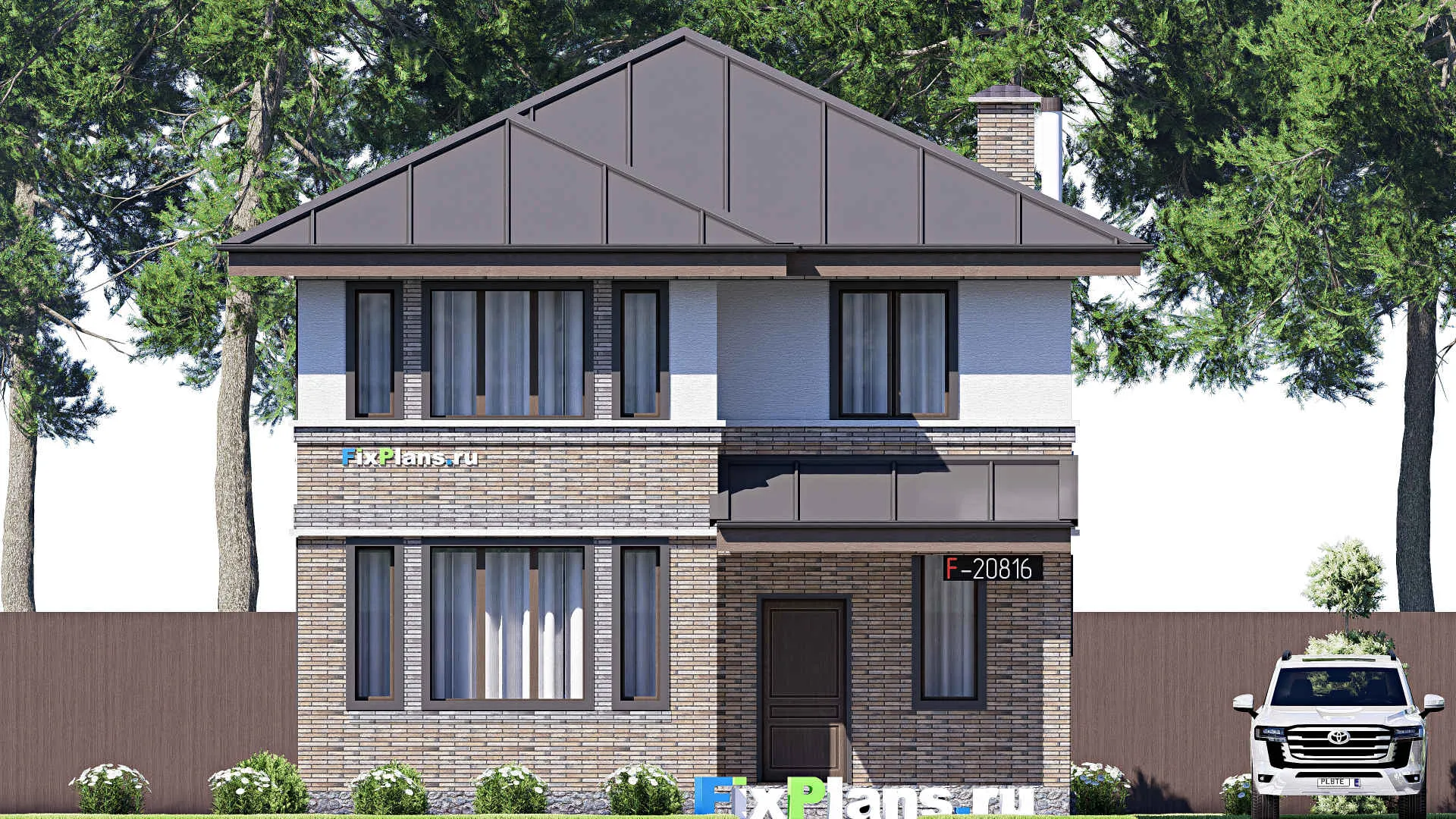 F-20816 - Проект двухэтажного дома 9 на 15, площадью 170 м² с террасой и 4 спальнями