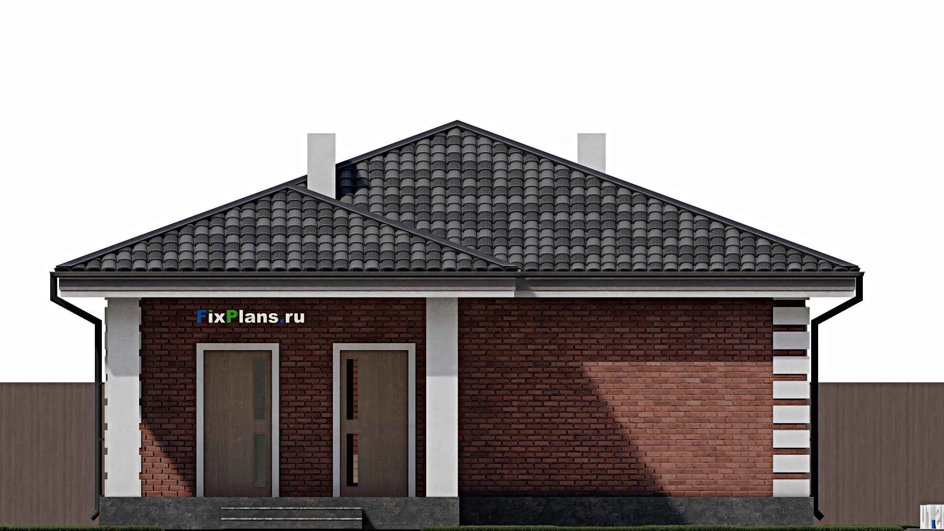 F-1655 - Проект одноэтажного дома 10 на 14, площадью 150 м² с террасой и 3 спальнями
