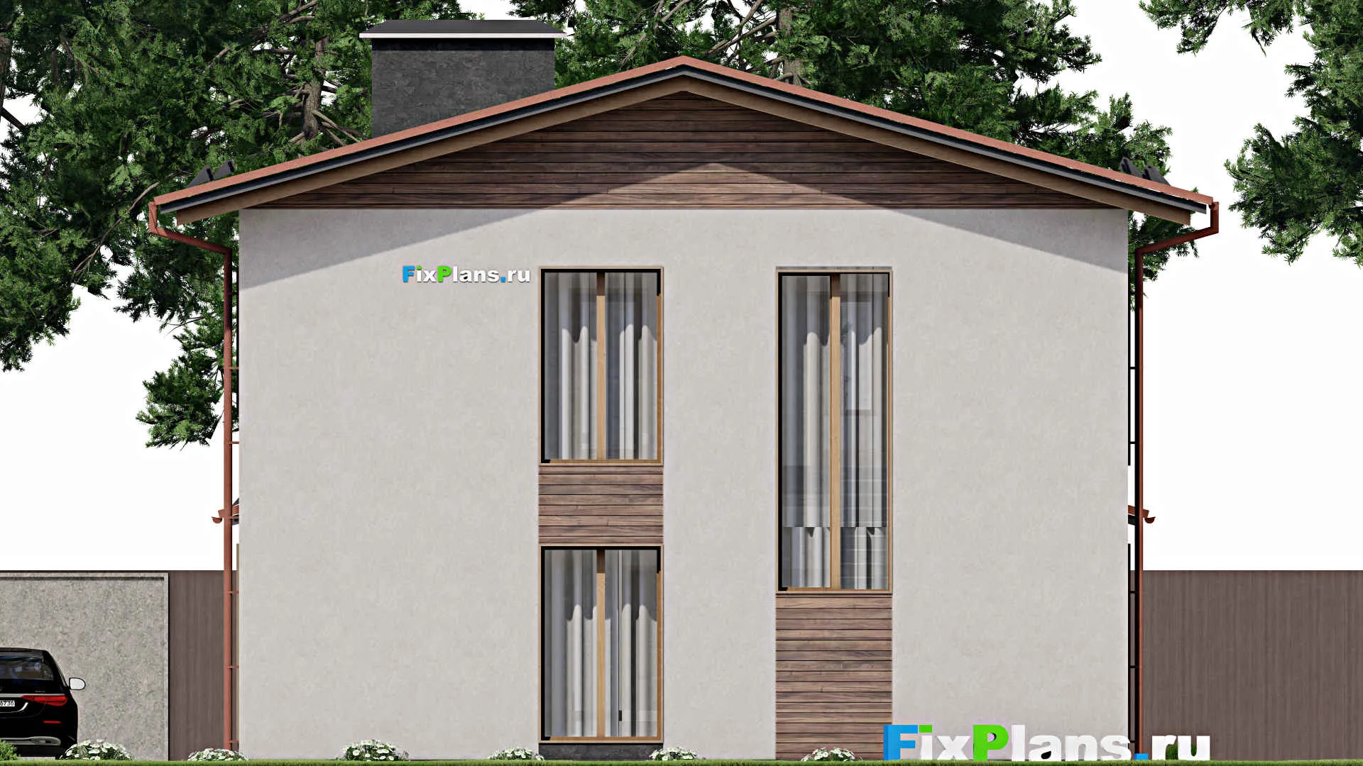 F-6848 - Проект дома с мансардой 11 на 13, площадью 180 м² с террасой и 4 спальнями