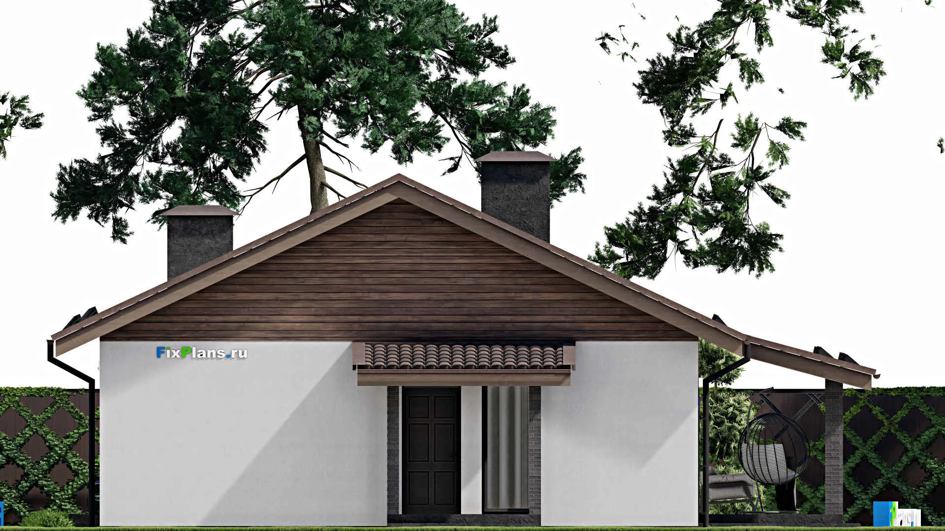 F-6047 - Проект одноэтажного дома 11 на 16, площадью 160 м² с террасой и 3 спальнями