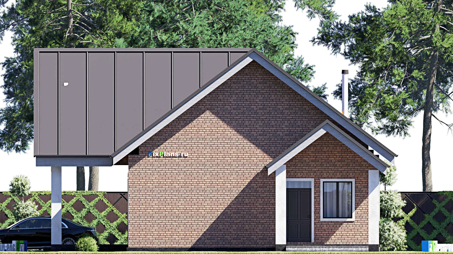 F-18476 - Проект дома с мансардой 13 на 17, площадью 200 м² с террасой и 3 спальнями
