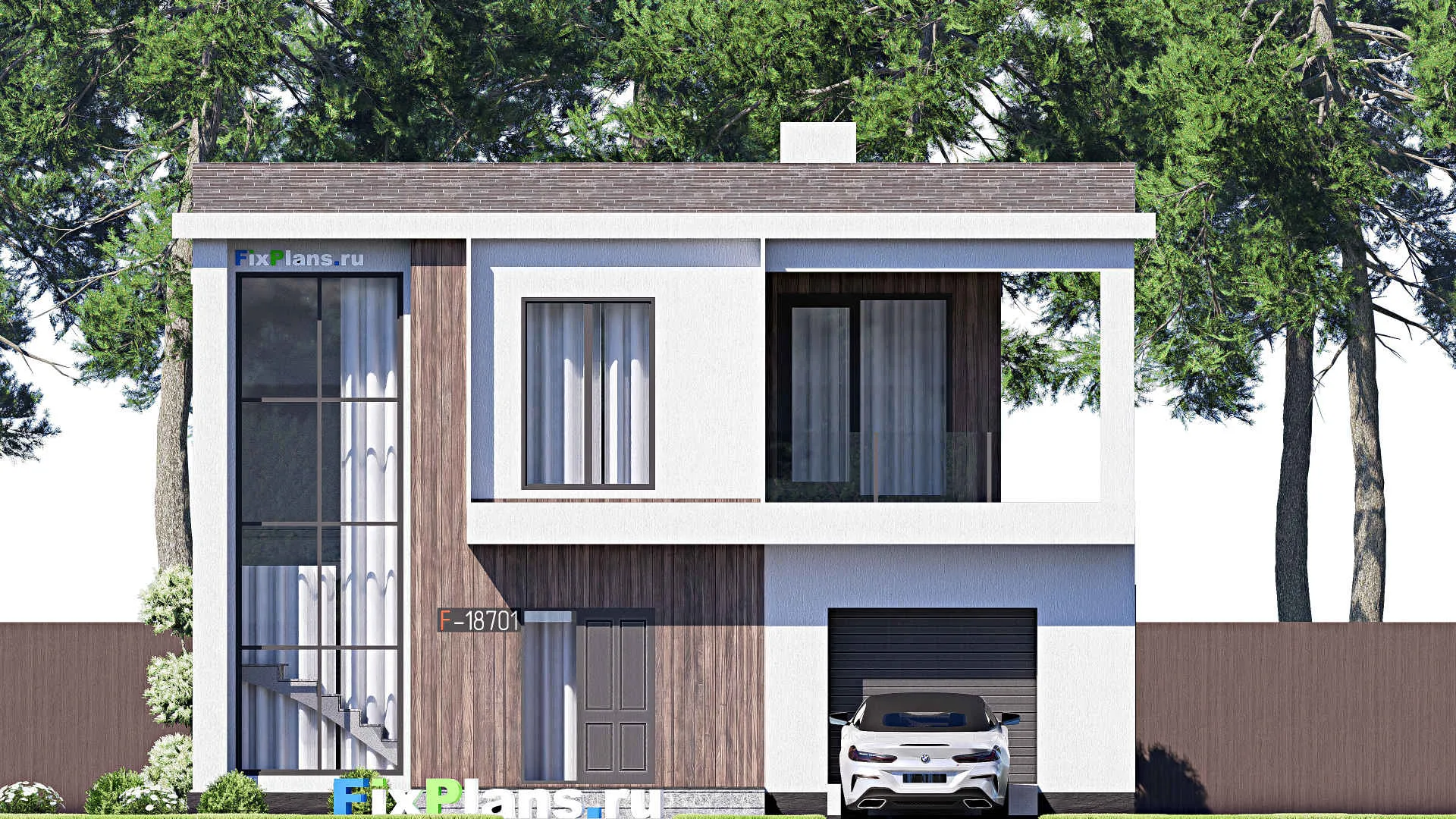 F-18701 - Проект двухэтажного дома 12 на 17, площадью 240 м² с террасой, балконом и 3 спальнями