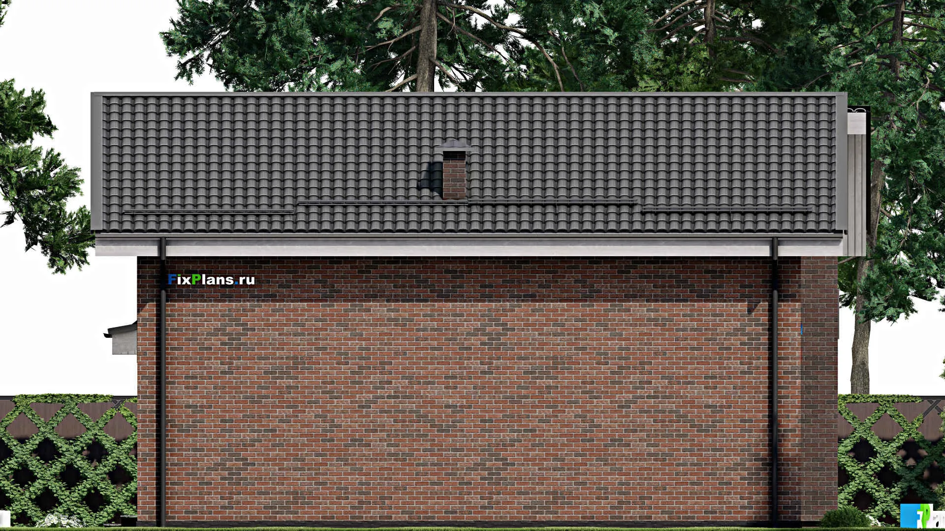 F-5372 - Проект дома с мансардой 13 на 13, площадью 200 м² с террасой, балконом, гаражом на 1 машину и 5 спальнями