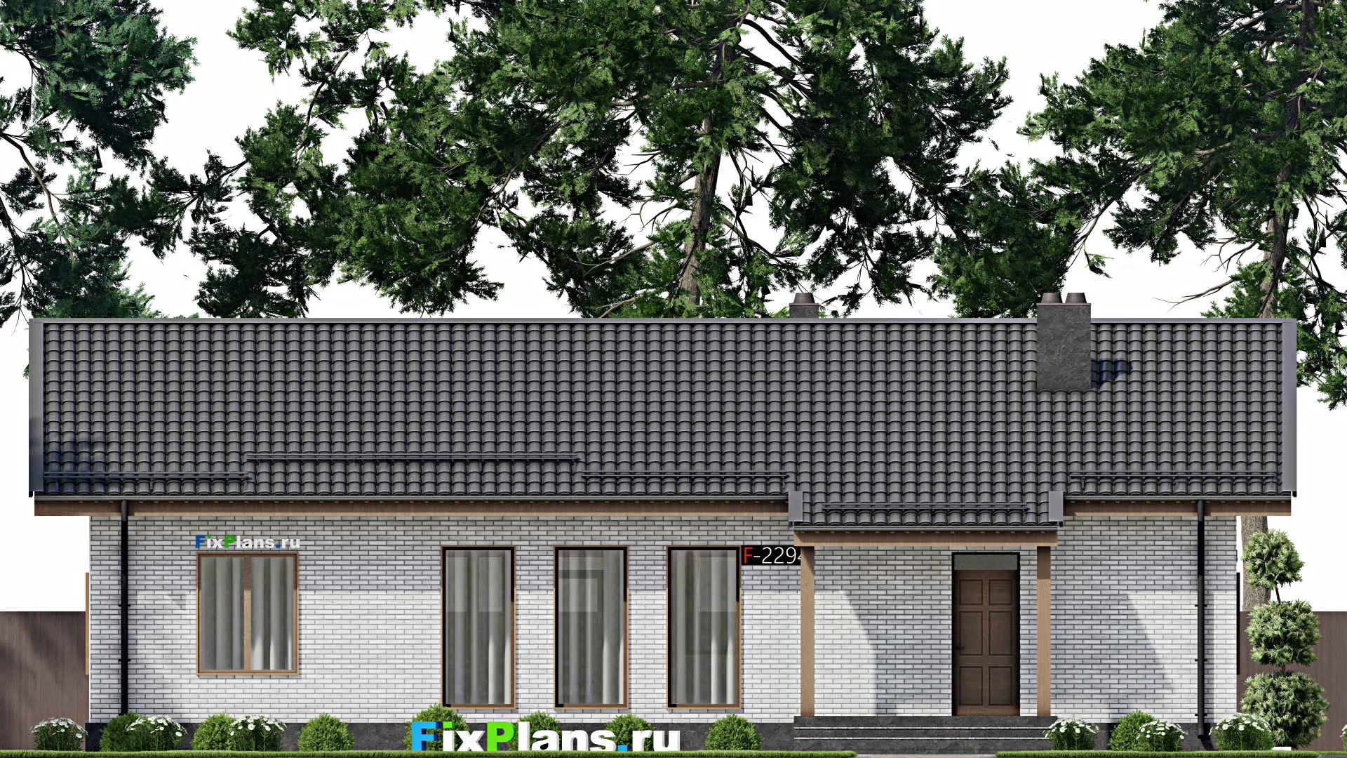 F-2294 - Проект одноэтажного дома 10 на 17, площадью 140 м² с террасой и 3 спальнями