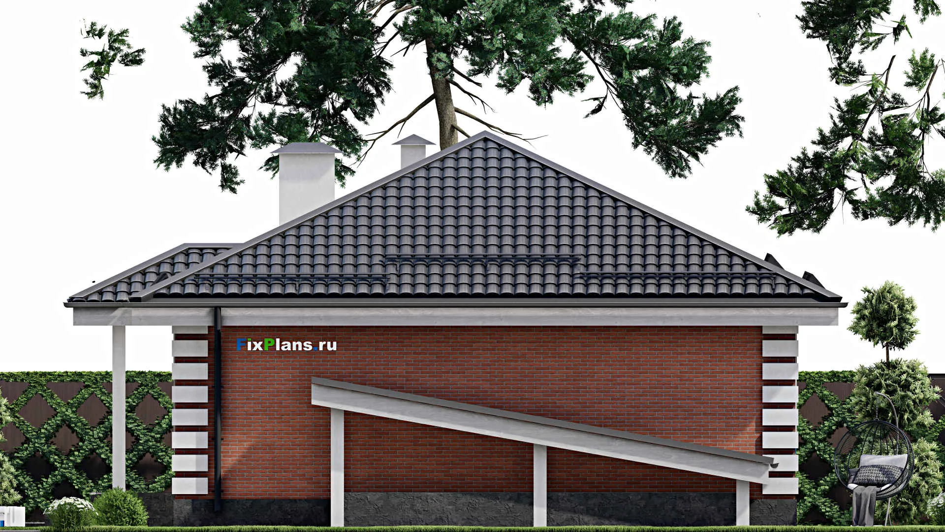 F-3770 - Проект одноэтажного дома 10 на 14, площадью 160 м² с цокольным этажом и 3 спальнями